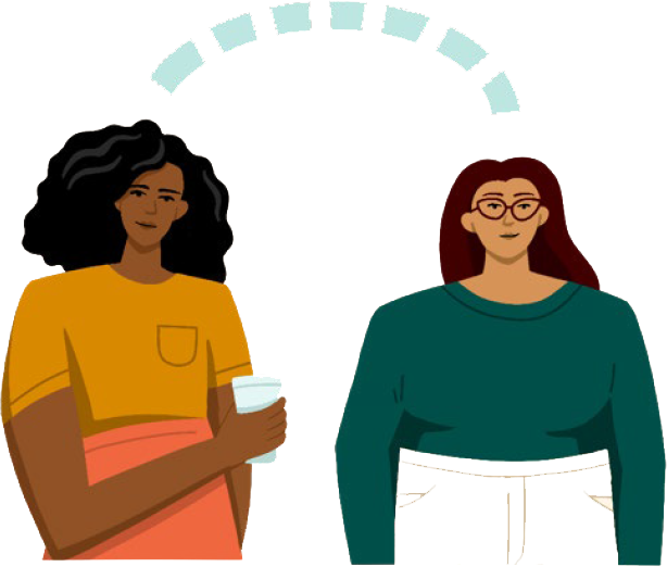 Dotted line connecting minds of two employees